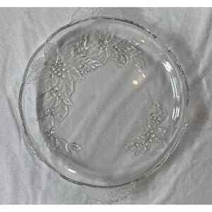 Mikasa Wst Germany Crystal Poinsettia Serve Platter Clear 15 3/4" Christmas VNTG